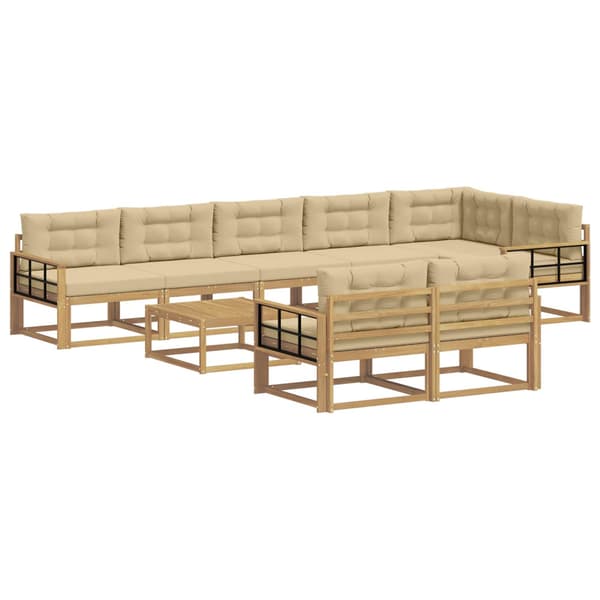 Utomhussoffset 9 pcs Vit och Beige 79 x 79 x 37 cm Polyester