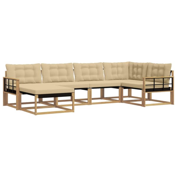 Utomhussoffset med kudde 6 pcs Vit och Beige