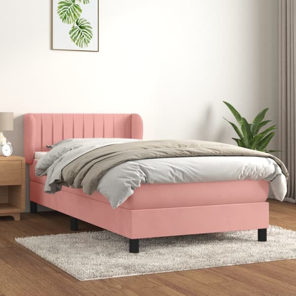 Ramsäng med madrass rosa 90x200 cm sammet