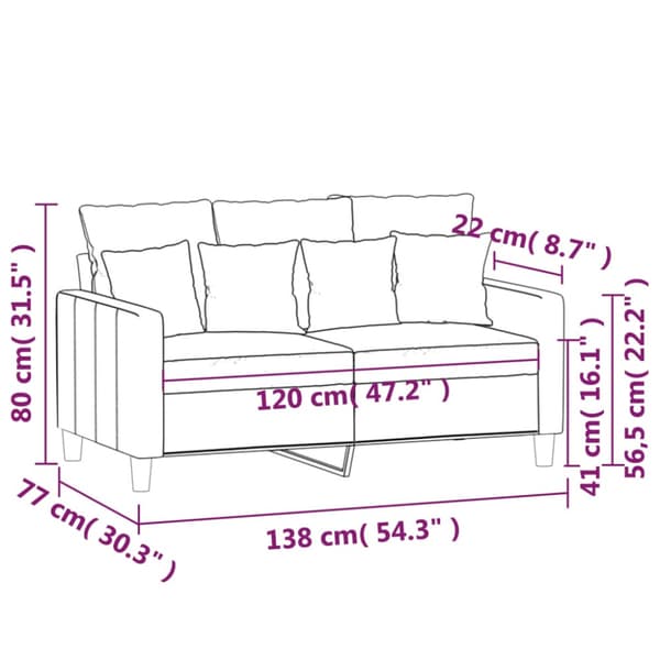 2-sitssoffa vinröd 120 cm sammet