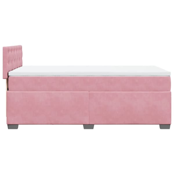 Ramsäng med madrass rosa 90x200 cm sammet