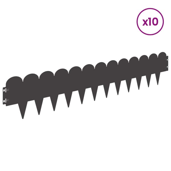 Kant för gräsmatta 10 pcs 103 x 20 cm Stål Svart