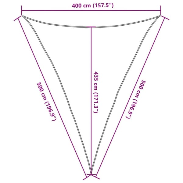 Solsegel 160 g/m² triangulär ljusgrå 4x5x5 m HDPE