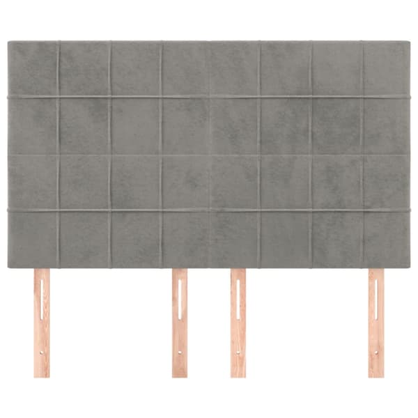 Sänggavel ljusgrå 144x5x118/128 cm sammet