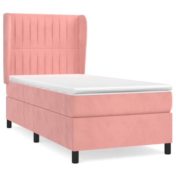 Ramsäng med madrass rosa 80x200 cm sammet