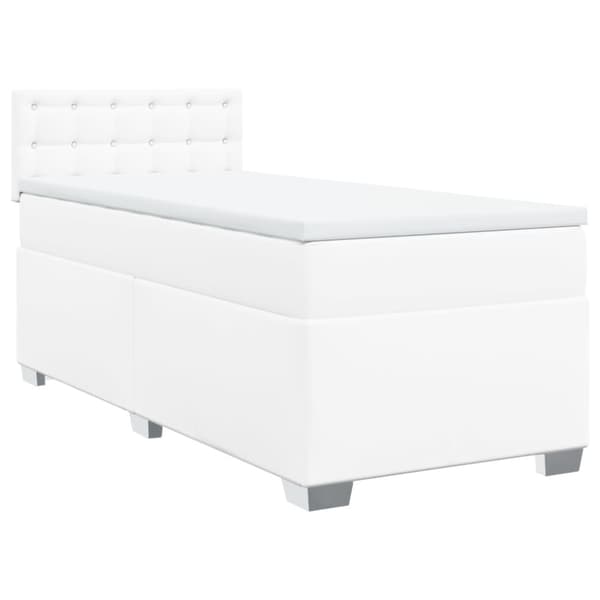 Ramsäng med madrass vit 80x200 cm konstläder