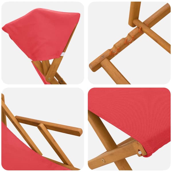 Deck Chair 4 st 3 Position Massiv Eukalyptus Trä Röd