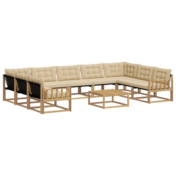 Utomhussoffset med kudde 10 pcs Vit och Beige