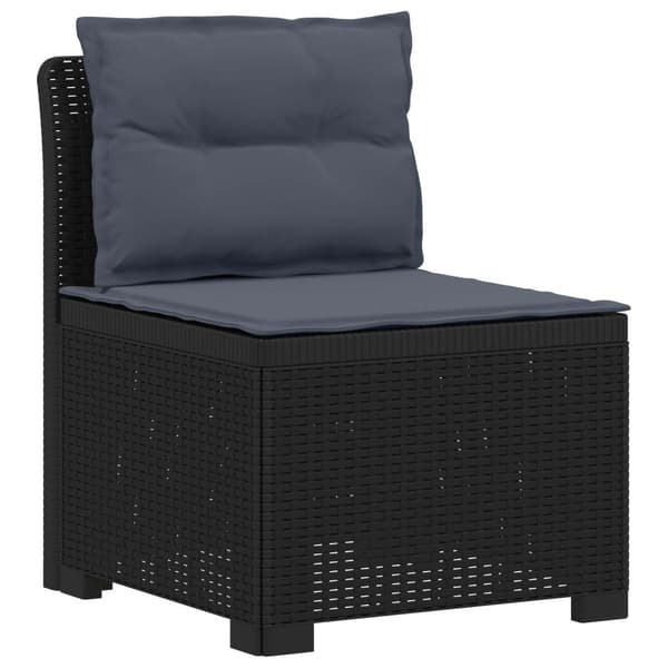 3-sits trädgårdsoffa med kuddar Rattan-look PP Antracit