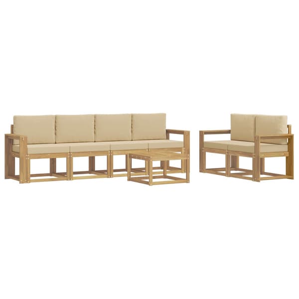 Utomhussoffset med kudde 7 pcs Vit och Beige