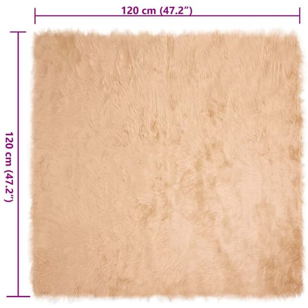 Fuskfäll matta TAFALLA Beige 120 x 120 cm Polyester