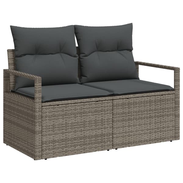 Trädgårdsoffset med lagring 7 pcs Grå Poly rattan