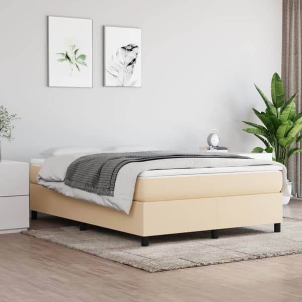 Boxspring-sängram gräddvit 140x190 cm tyg