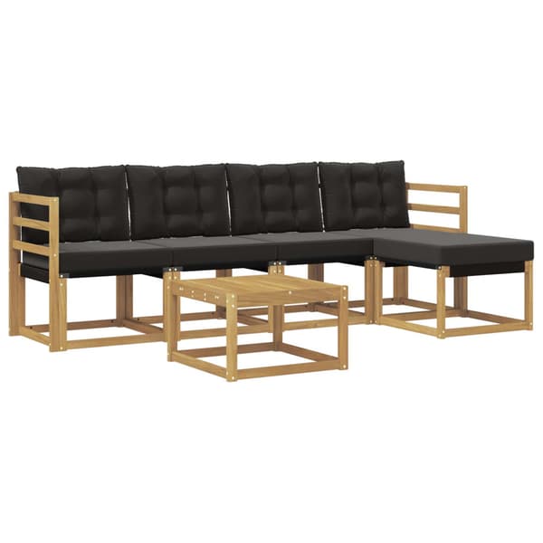 Utomhussoffset med kudde 6 pcs Vit och svart