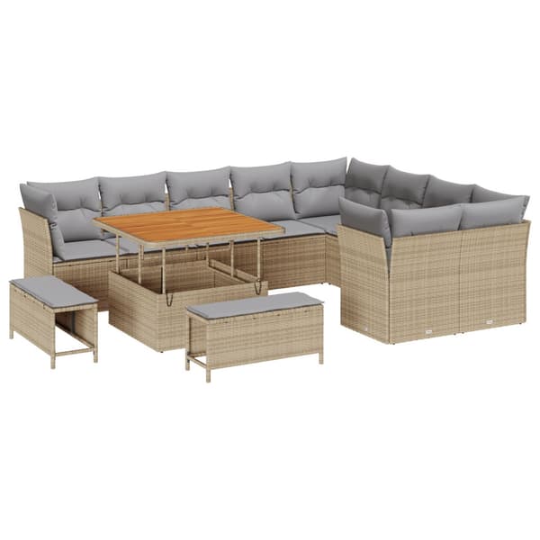 Trädgårdsoffset 12 pcs Beige konstrotting