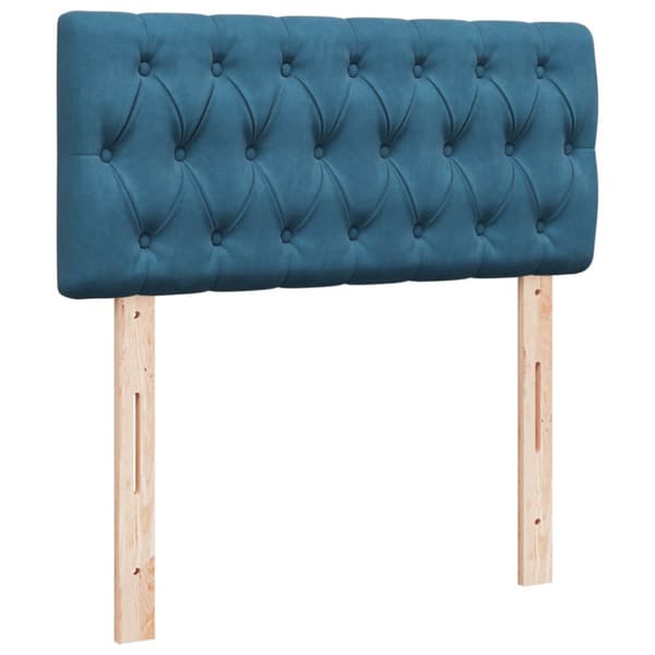 Ramsäng med madrass blå 90x190 cm sammet