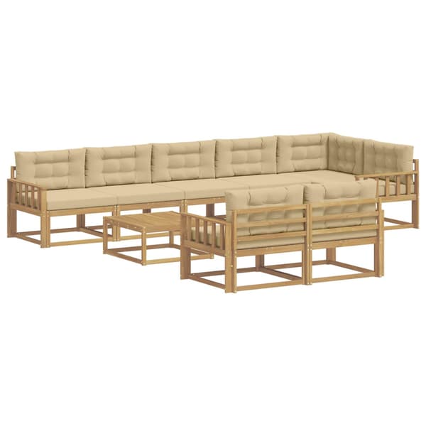 Utomhussoffset 9 pcs Vit och Beige 79 x 79 x 37 cm Polyester