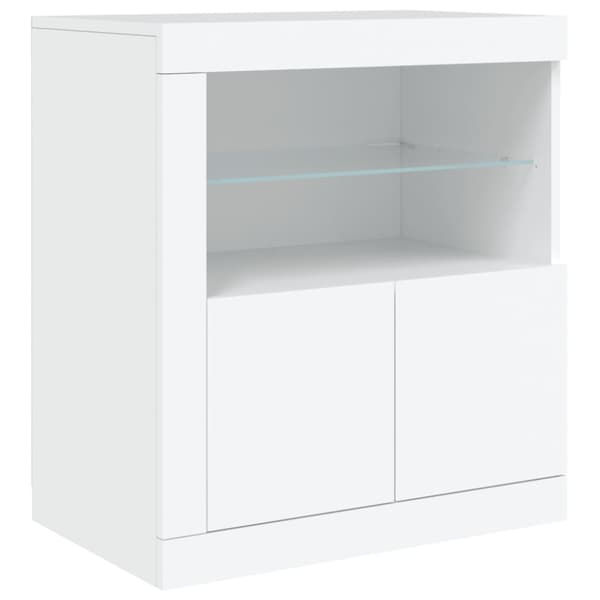 Skänk med LED-belysning vit 202x37x67 cm