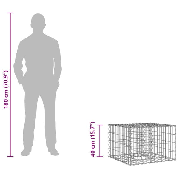 Gabion upphöjd säng Silver
