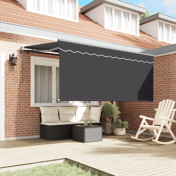 Utfällbar markis Randig Antracit 300 x 200 cm tyg
