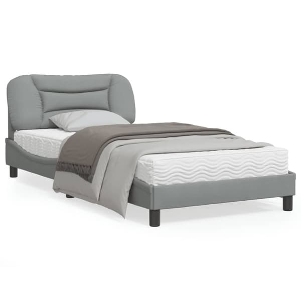 Bed Frame without Mattress "Hvar" Light Grey 100x200 cm Fabric