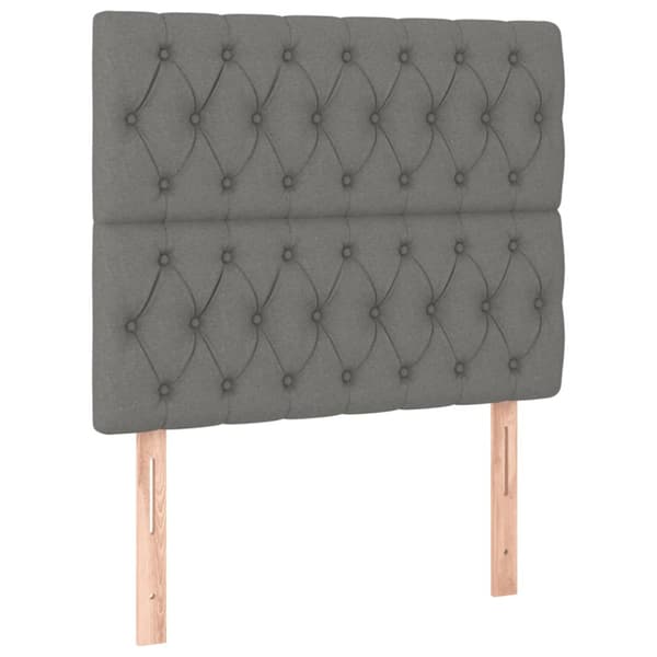 Ramsäng med madrass mörkgrå 90x190 cm tyg