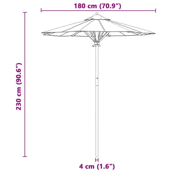 Trädgårdsparasol Mörkgrå Ø 270 x 260 cm Bambu