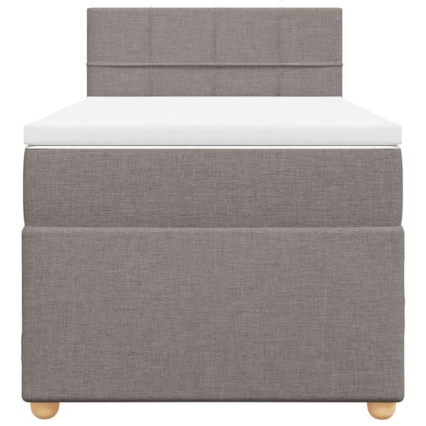Ramsäng med madrass taupe 90x190 cm tyg