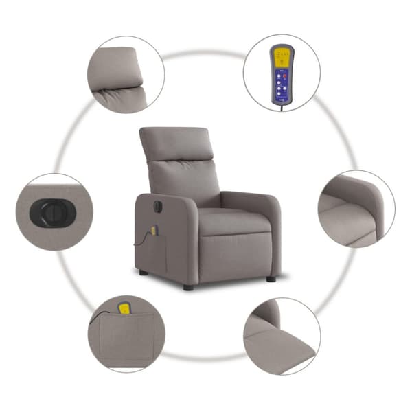 Elektrisk massagefåtölj taupe tyg