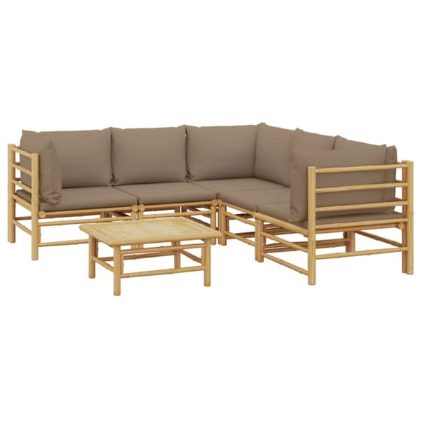 Loungegrupp 6 delar taupe dynor bambu