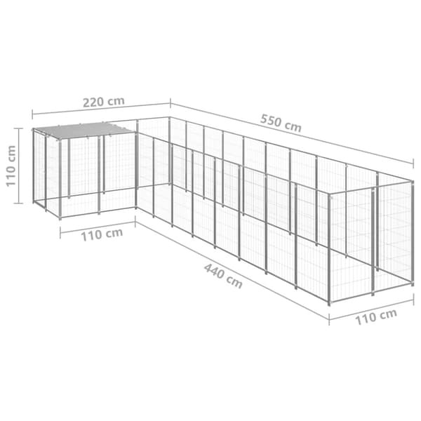 Hundgård silver 7,26 m² stål