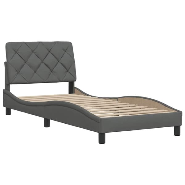 Bed Frame without Mattress Dark Grey 90x190 cm Fabric