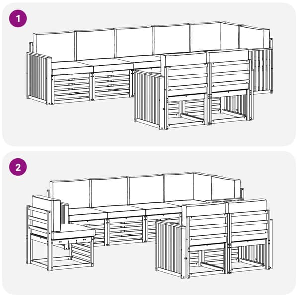 Utomhussoffset 8 pcs Vit och grädde 306 x 128,5 x 73 cm
