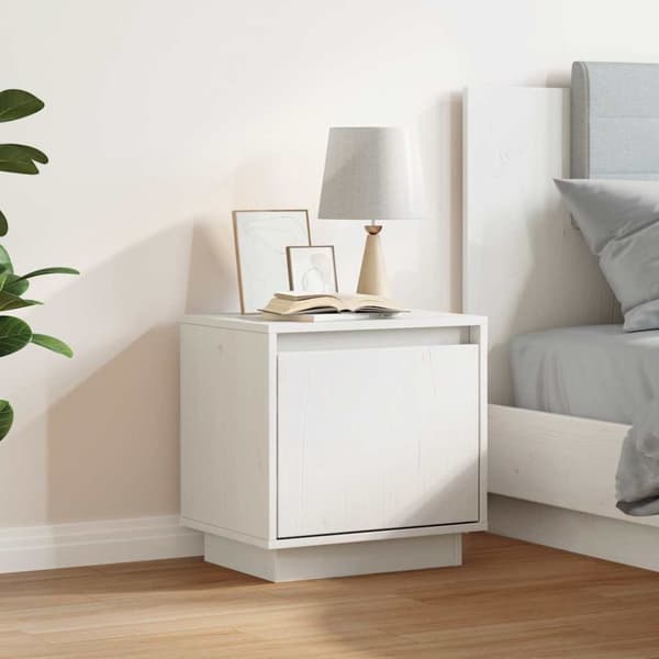 Sängbord vit 40x30x40 cm massiv furu