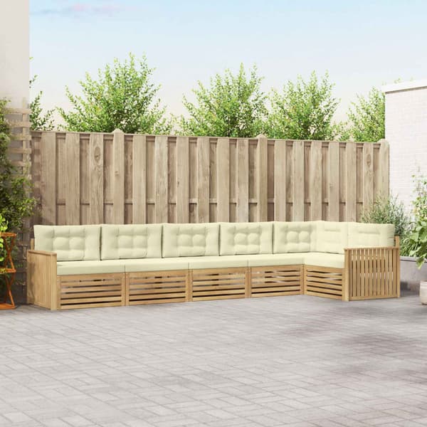 Utomhussoffset 6 pcs Vit och grädde 406 x 168,5 x 73 cm