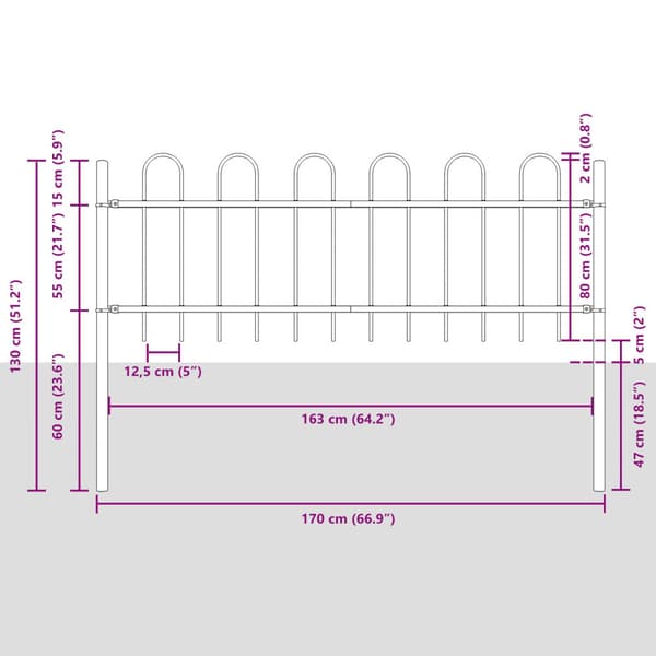 Trädgårdsstängsel 2 pcs Grå 3,4 x 0,8 m Pulverlackerad stål
