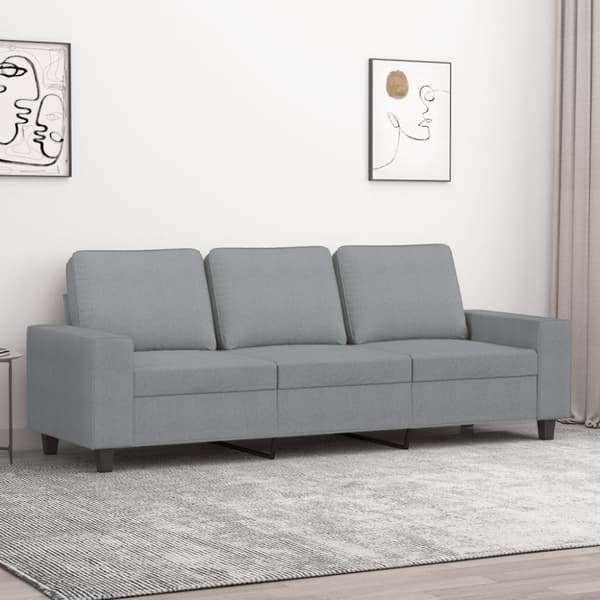 3-sitssoffa ljusgrå 180 cm tyg