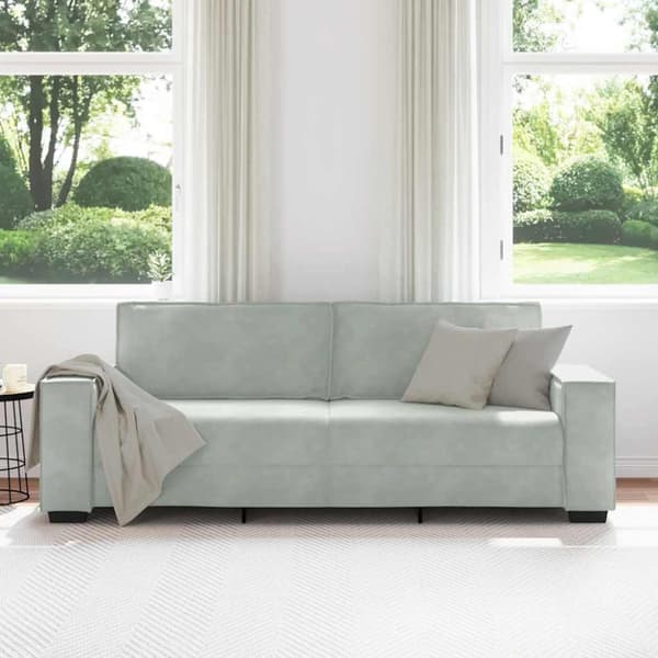 3-sitssoffa ljusgrå 220x78x84 cm sammet