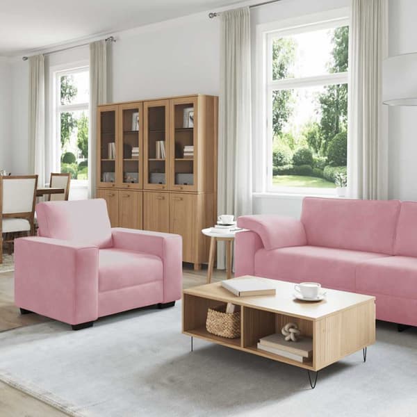 Soffgrupp med dynor 3 delar rosa sammet