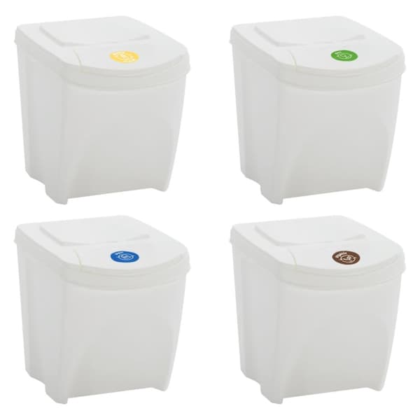 Stapelbara soptunnor 4 st vit 100 L polypropen