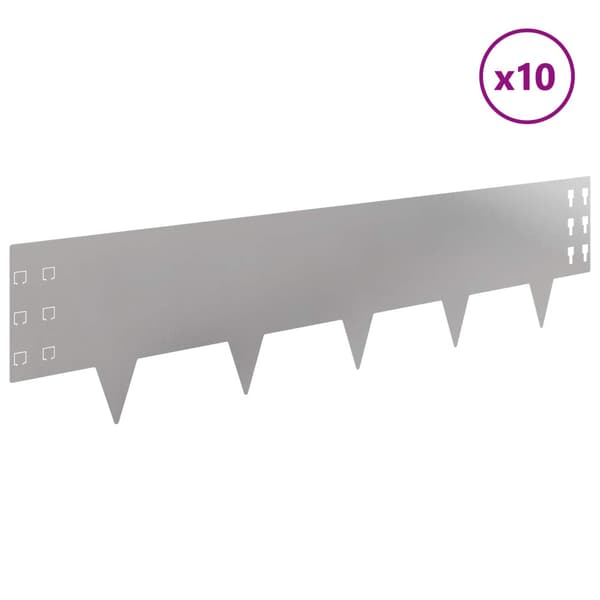 Kant för gräsmatta 10 pcs 100 x 25 cm Stål Silver