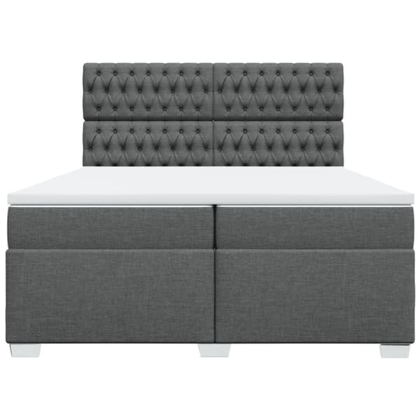 Ramsäng med madrass mörkgrå 200x200 cm tyg