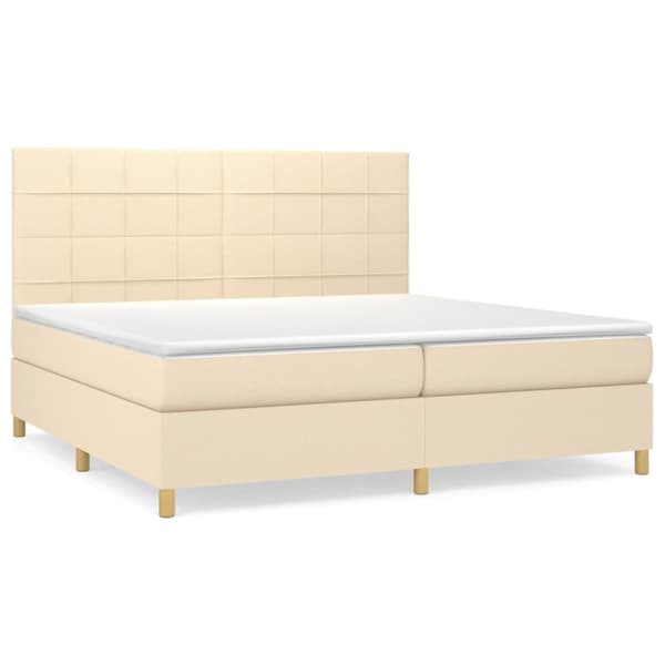 Ramsäng med madrass gräddvit 200x200 cm tyg