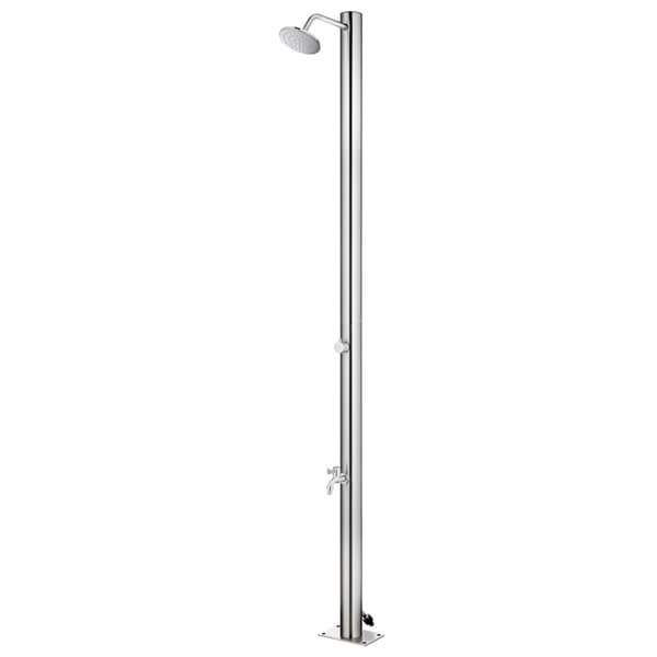 Trädgårdsdusch med grått golv 220 cm rostfritt stål