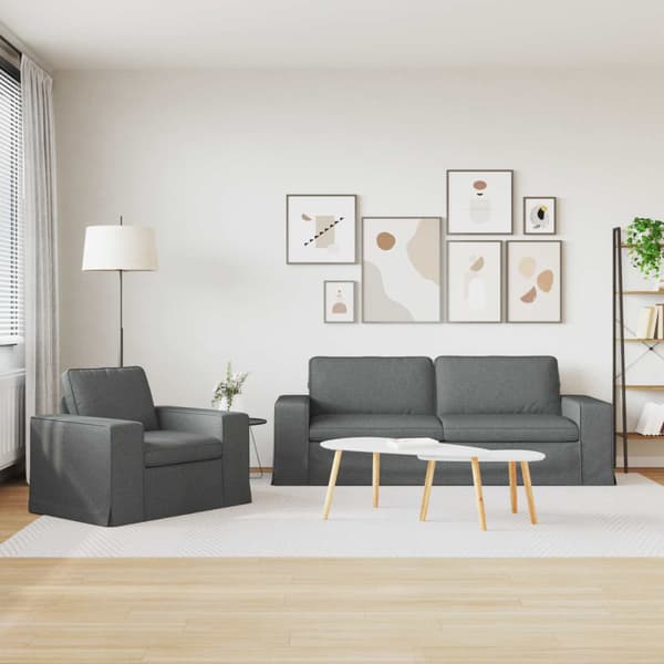 Soffset 2 pcs Mörkgrå 182 x 80 x 82 cm tyg