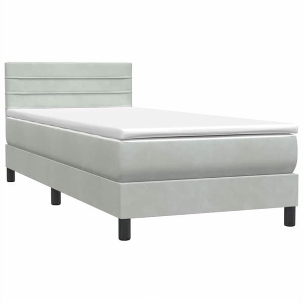 Ramsäng med madrass ljusgrå 80x220 cm sammet