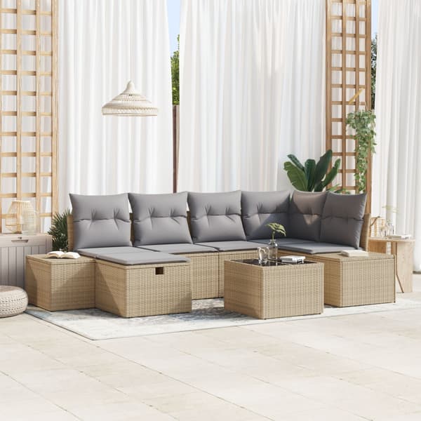 Trädgårdsoffset 7 st Beige konstrotting