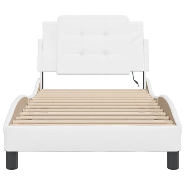 Bed Frame with LED without Mattress "Zadar" White 90x190 cm