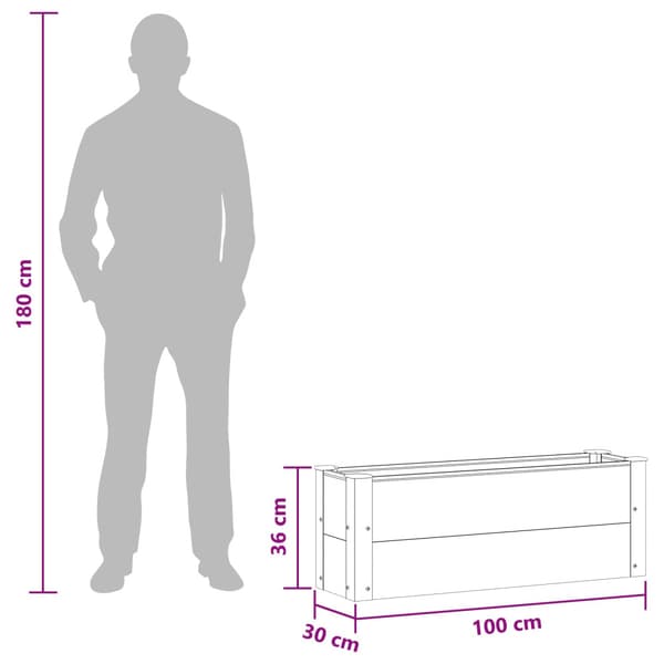 Upphöjd odlingslåda Grå 100 x 30 36 cm