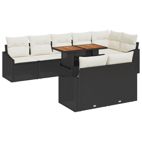 Trädgårdsoffset med lagring 9 pcs Svart Poly rattan